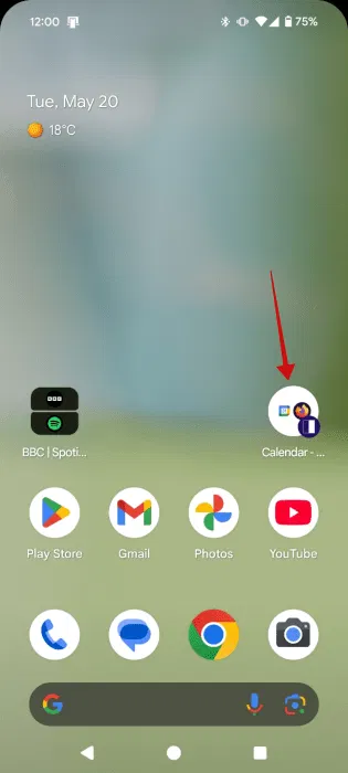 Cặp ứng dụng được tạo bằng ứng dụng Be Nice hiển thị trên màn hình chính của Android.