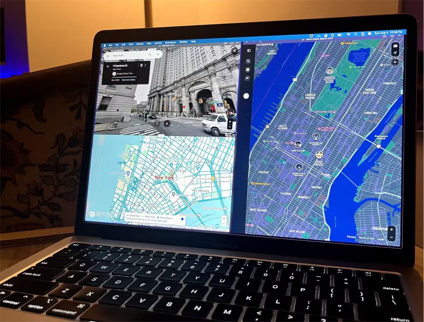 Google Maps và Apple Maps mở trên trình duyệt trên MacBook Air
