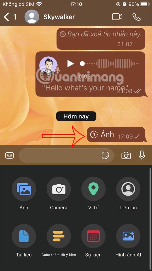 Ảnh xem 1 lần trên WhatsApp