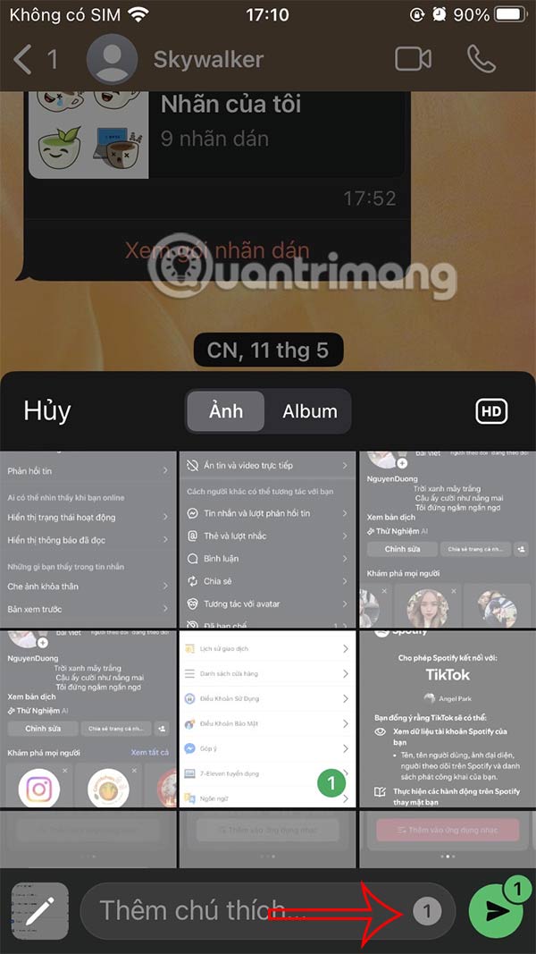 Gửi ảnh 1 lần trên WhatsApp
