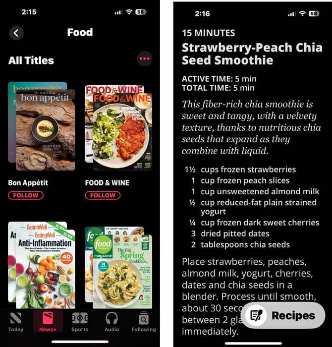 Khám phá mục Food trên iOS 18.4