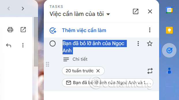 Thêm vào Task Google Mail