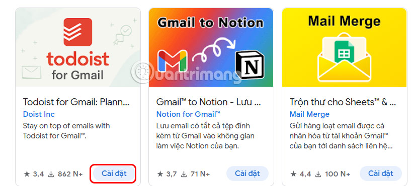 Cài đặt tiện ích Todoist