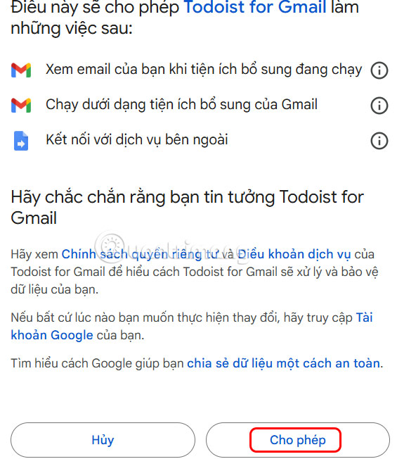 Tiện ích Todoist