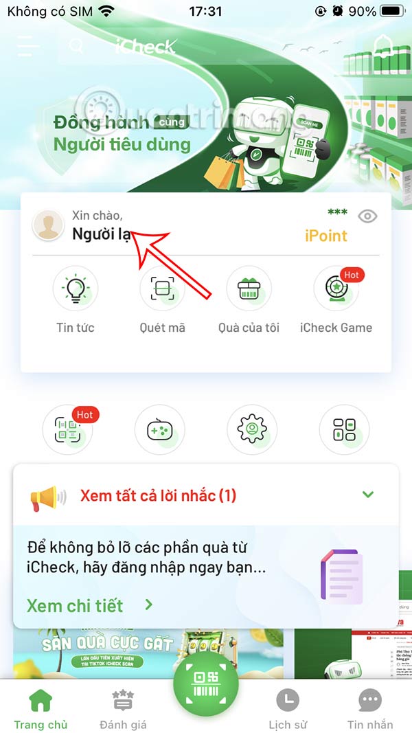 Tài khoản iCheck Scan