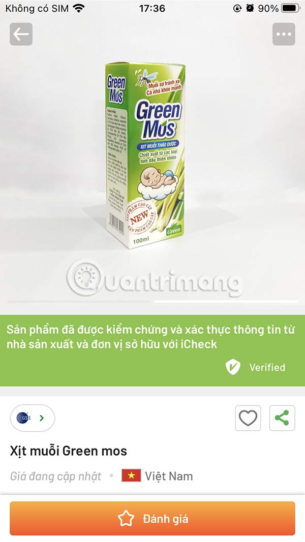 Thông tin sản phẩm trên iCheck Scan