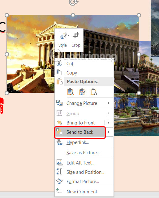 Chuyển ảnh ra sau trong PowerPoint