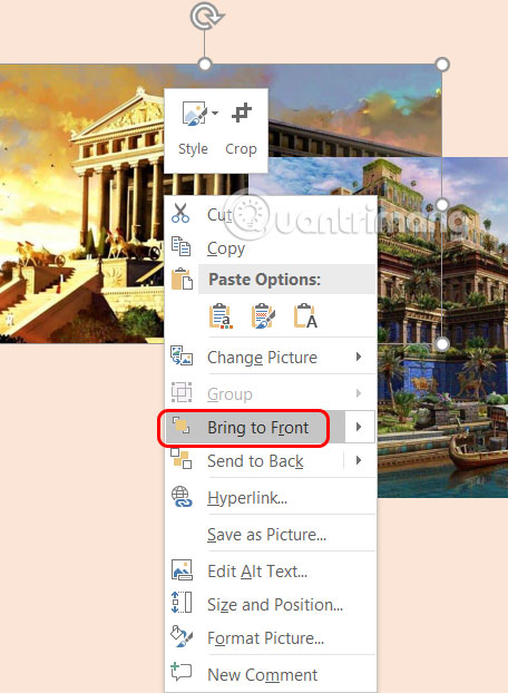 Chuyển ảnh lên trước trong PowerPoint