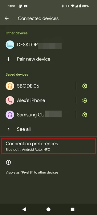 Chọn Connected preferences trong cài đặt Android.