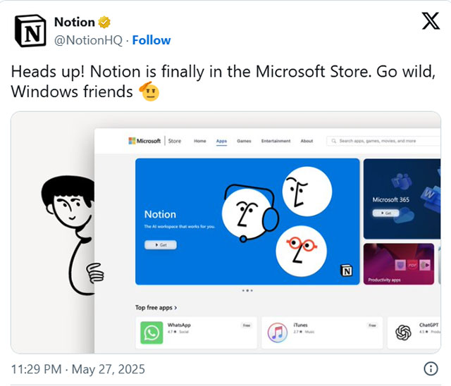 Ứng dụng Notion cuối cùng cũng có mặt trên Microsoft Store