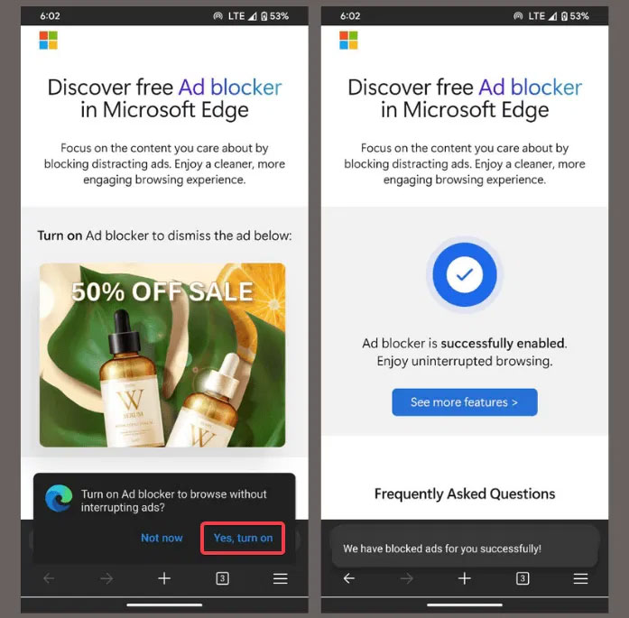 Bật Adblocker với liên kết demo