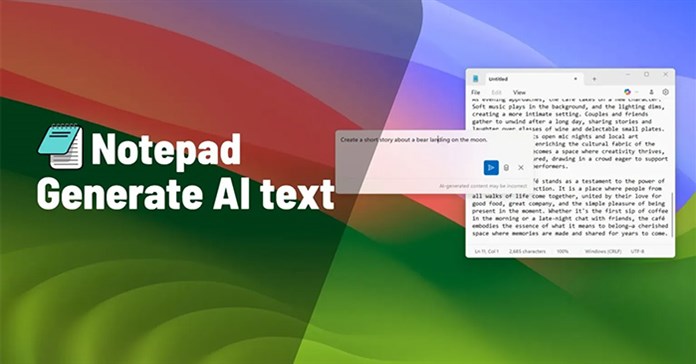 Hướng dẫn tạo văn bản bằng AI trên Notepad Windows 11