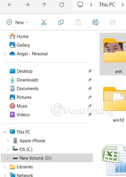 Chỉnh khoảng cách mục Windows Explorer