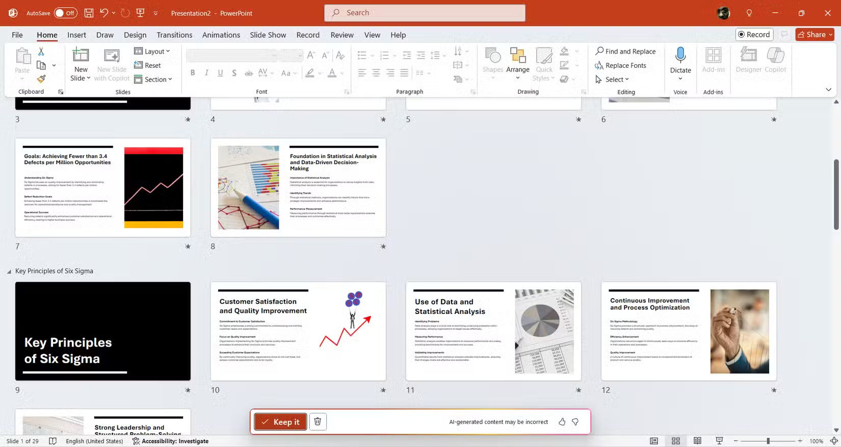 Thêm slide do Copilot tạo vào bài thuyết trình trong PowerPoint.