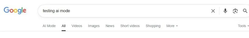 AI Mode trong hộp Google Search.