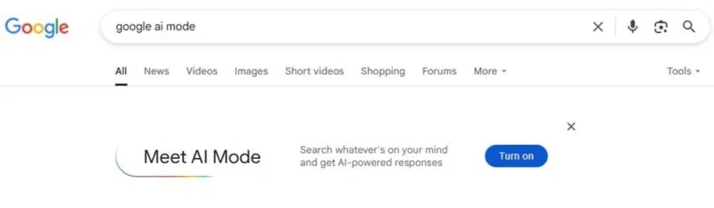 Bật AI Mode trong Google Search.