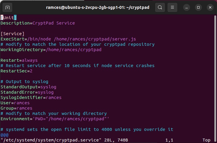 Mẫu service systemd.
