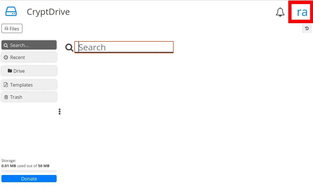 Giao diện Cryptpad cơ bản.
