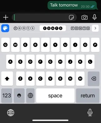 Xem phông chữ trong bàn phím Fontix trên iPhone.
