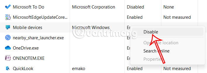 Tắt ứng dụng khởi chạy cùng Windows 11