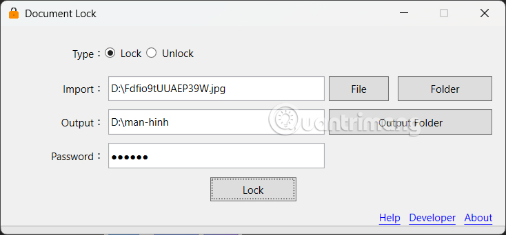 Mã hóa dữ liệu bằng Document Lock