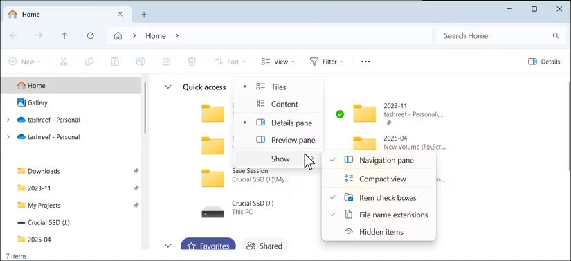 Hiển thị phần mở rộng file trong File Explorer