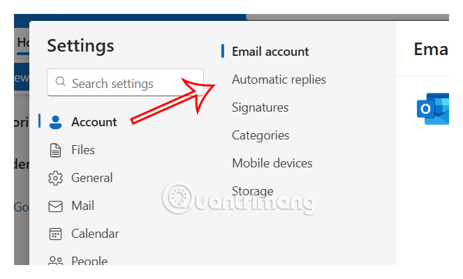 Bật Automatic replies Outlook