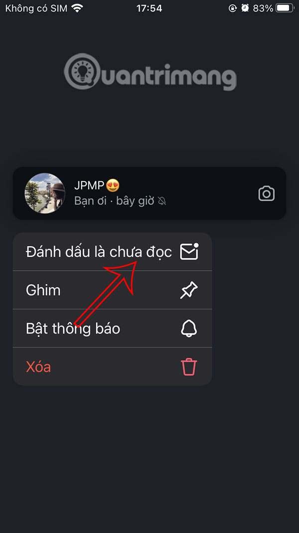 Đánh dấu tin nhắn chưa đọc