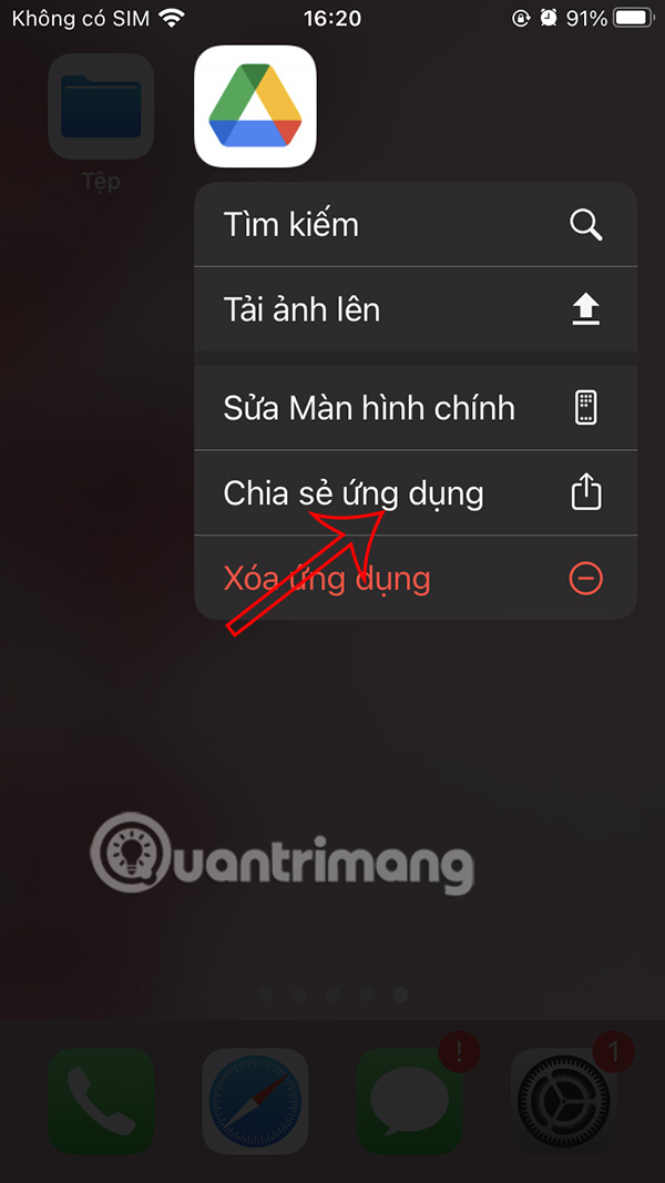 Chia sẻ ứng dụng cài đặt trên iPhone