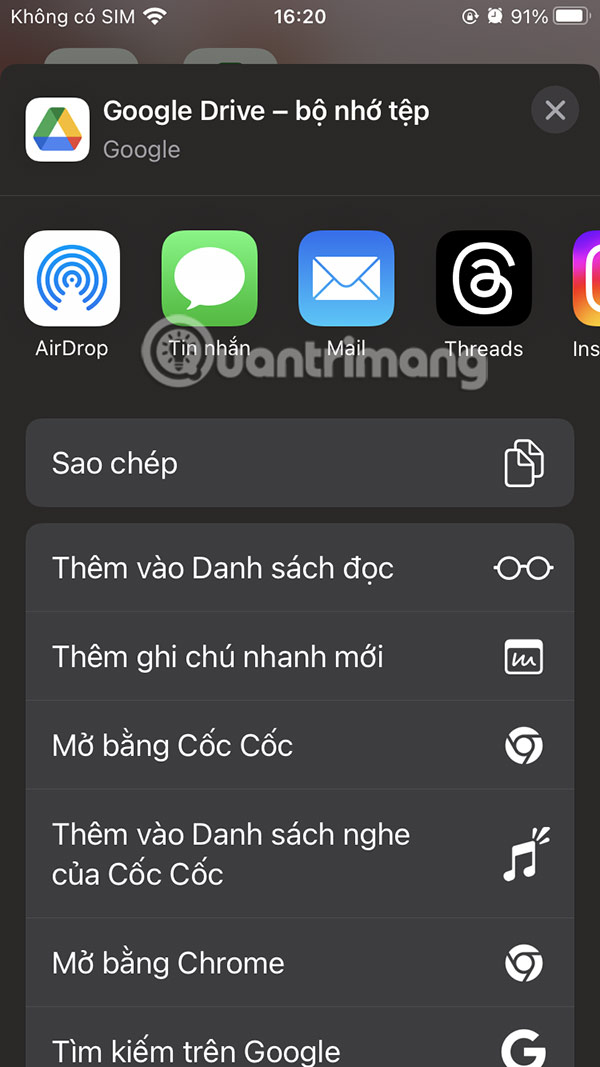 Chọn người chia sẻ ứng dụng