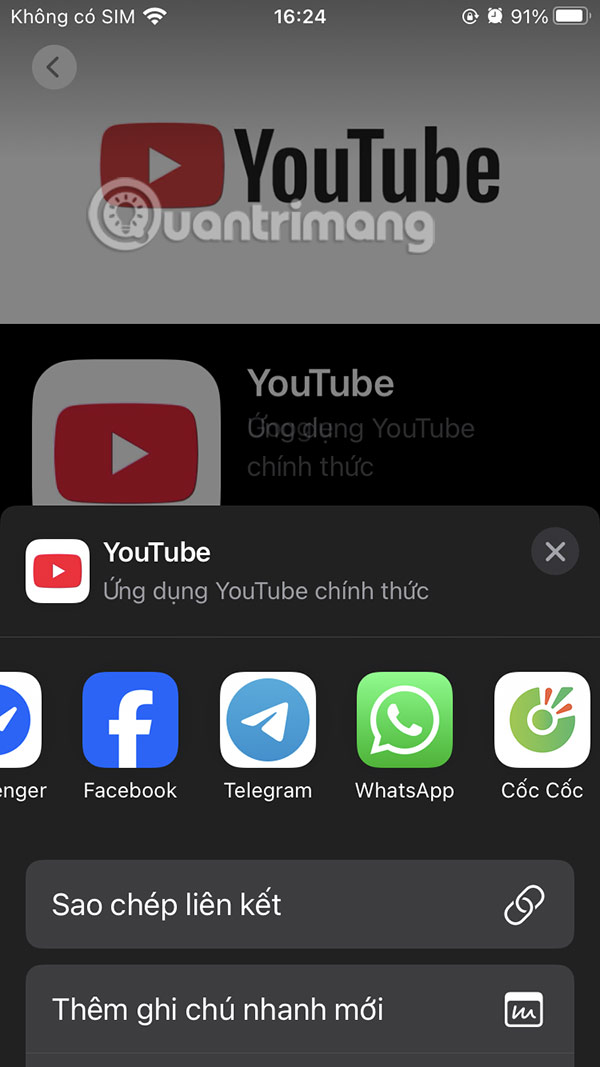 Chọn cách chia sẻ ứng dụng