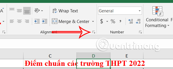 Chỉnh Alignment Excel 