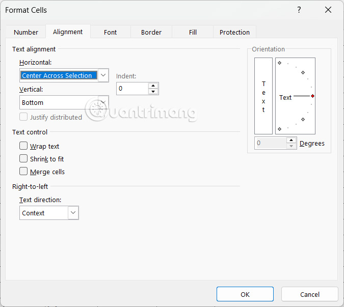 Căn giữa trong Excel 