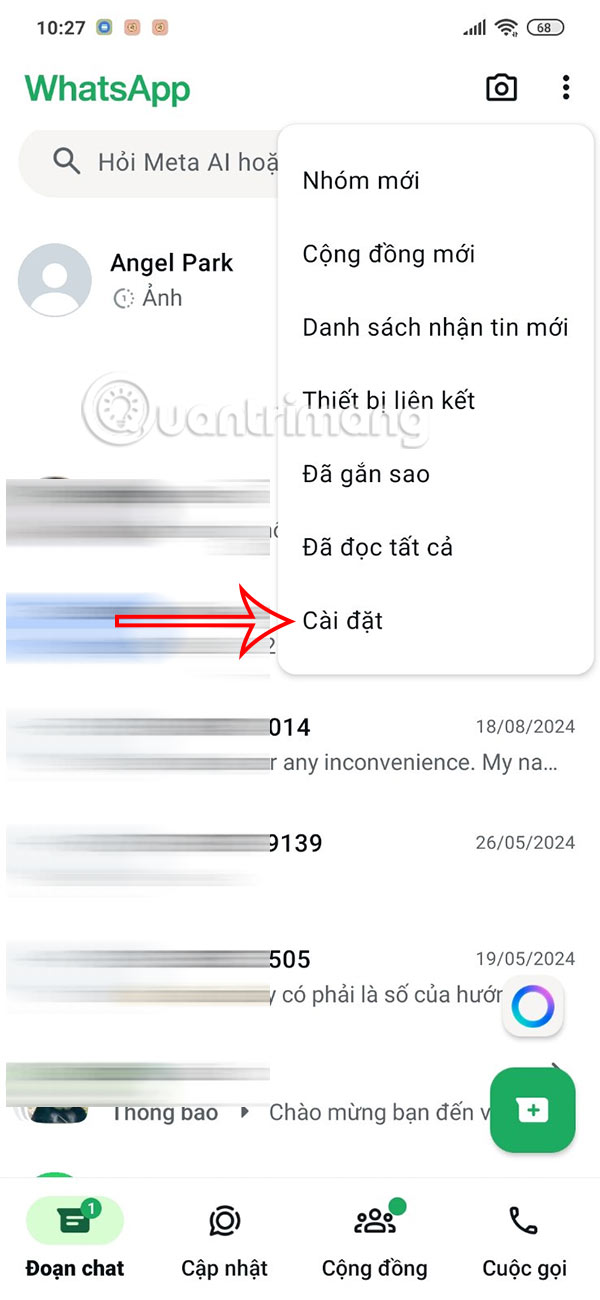 Cài đặt tài khoản WhatsApp