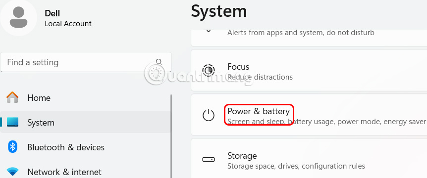 Power & battery Windows 11
