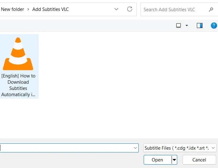 Chọn file phụ đề để chèn vào video VLC Classic Player.