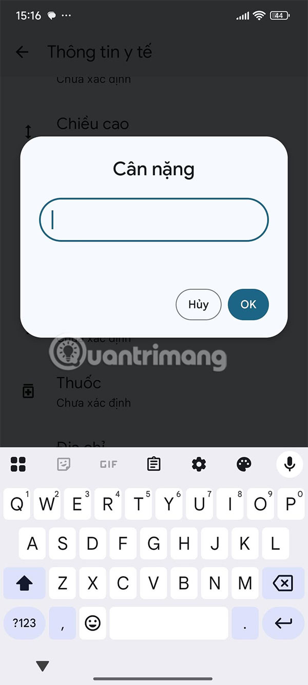 Lưu thông tin cá nhân