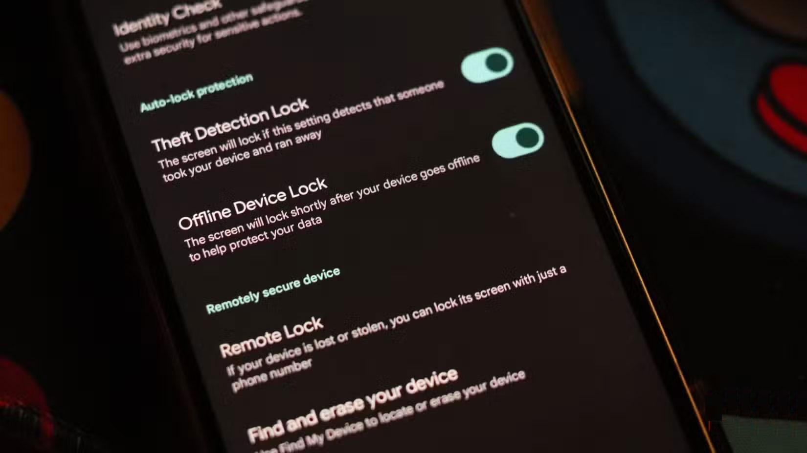 Tính năng bảo vệ chống trộm cắp trong cài đặt Android.
