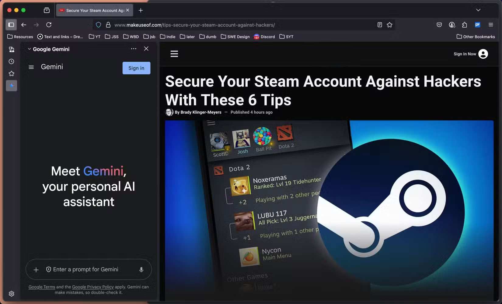Xem bài viết trong trình duyệt Firefox bằng thanh bên AI mở bằng Google Gemini