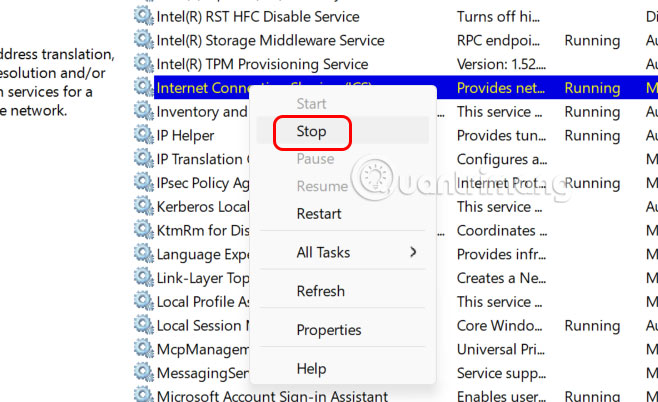 Vô hiệu hóa Internet qua Windows Services