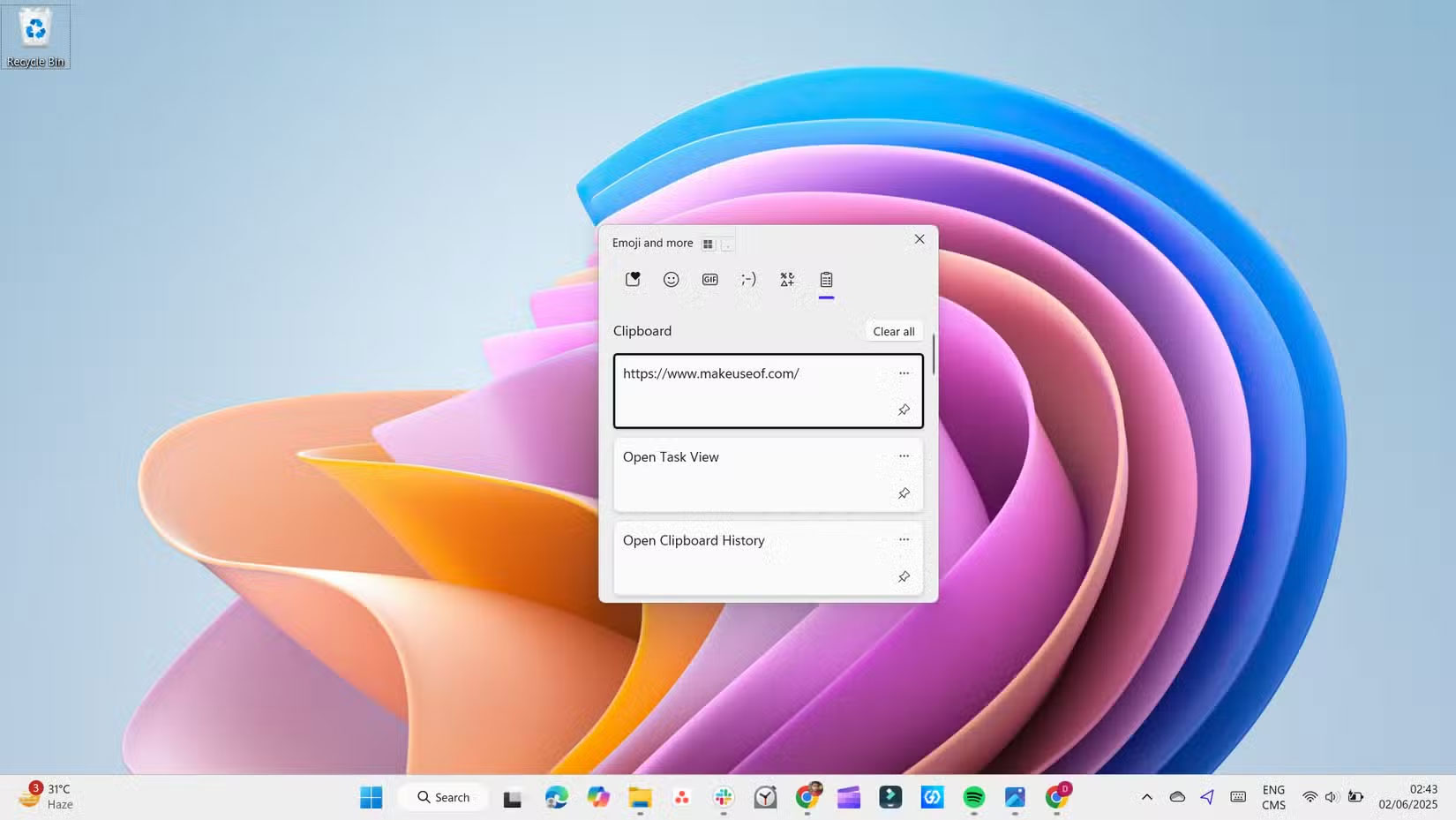 Sử dụng công cụ lịch sử clipboard trên PC Windows