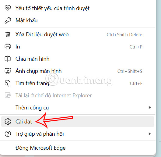 Cài đặt trên Edge 