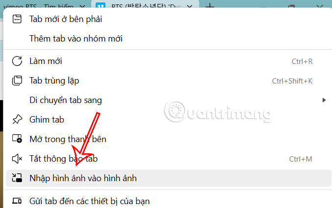 Sử dụng menu tab bật PiP trên Edge
