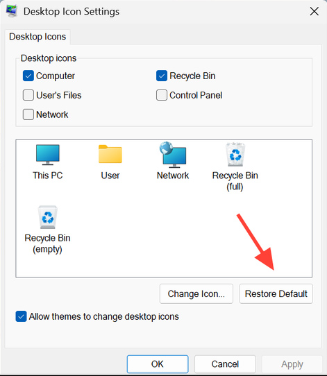 Cài lại icon màn hình Windows 11
