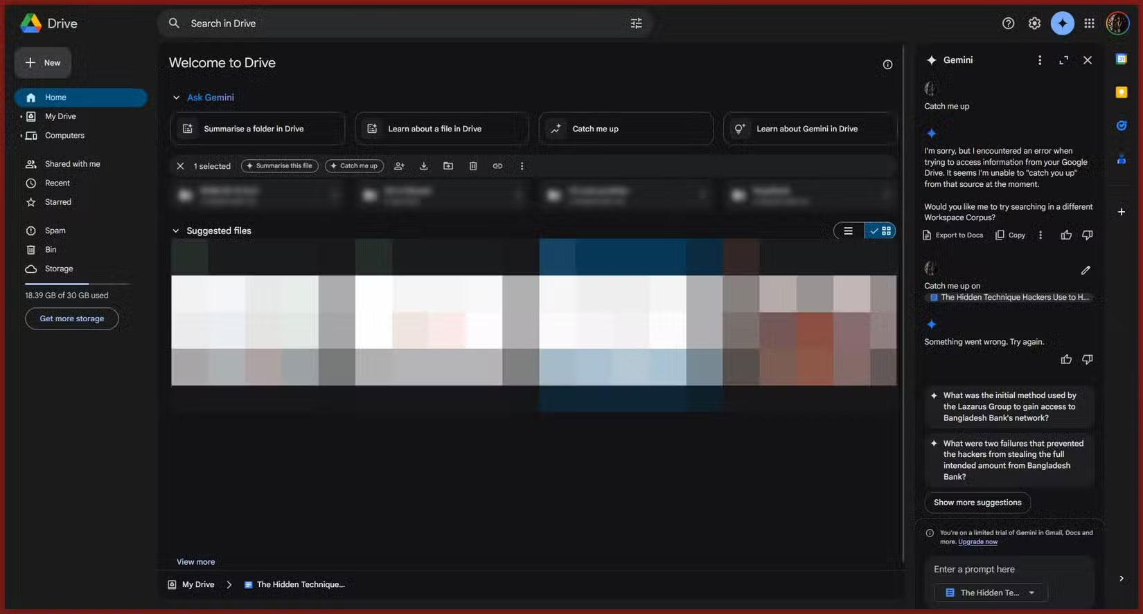 Tính năng Catch me up của Google Drive