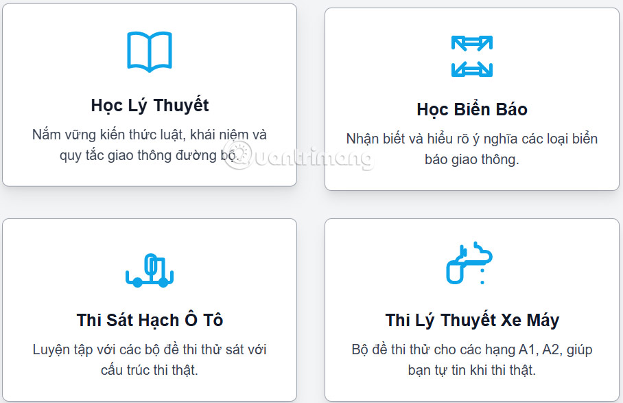 Giao diện ôn thi luật giao thông