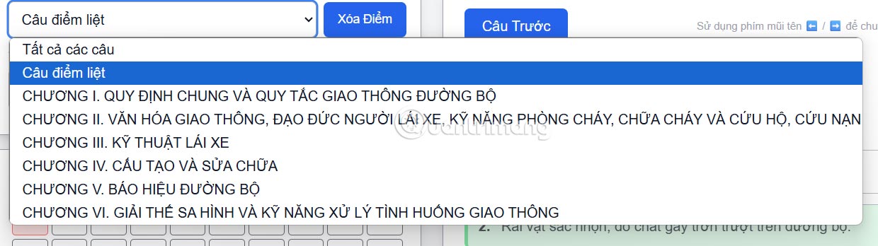 Chọn chủ đề thi