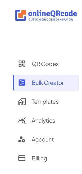 Nhấn vào tùy chọn Bulk Creator trong OnlineQRCode.