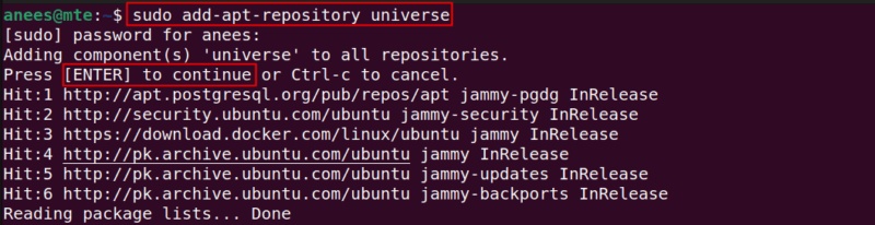 Bật Universe Repository
