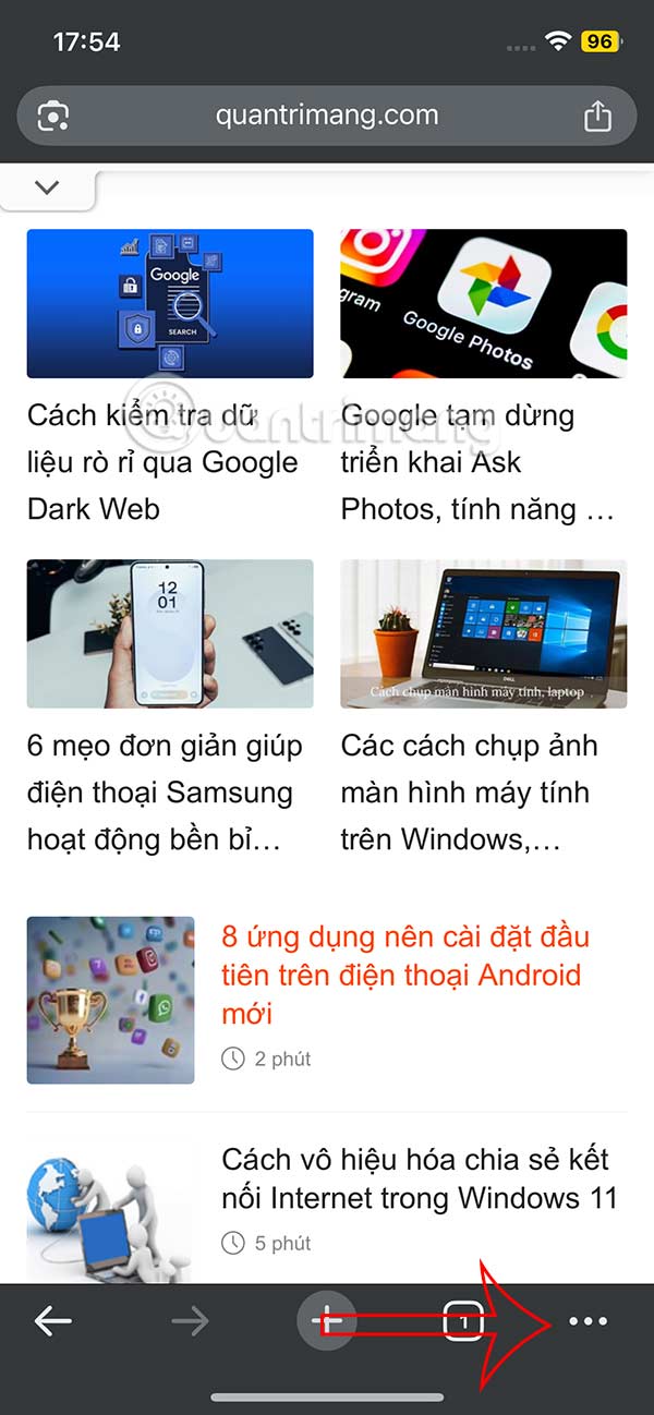 Tùy chỉnh Chrome trên iPhone
